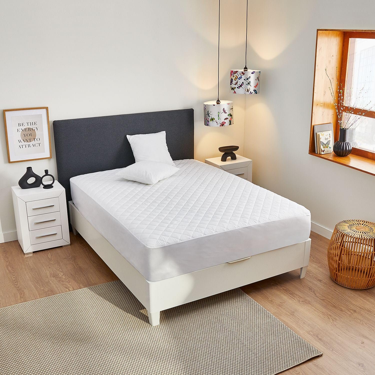 Наматрасник стеганый Pikolin Home с волокном, дышащий, антиклещевой Cama 180-180 x 190/200 см белый, фото №6