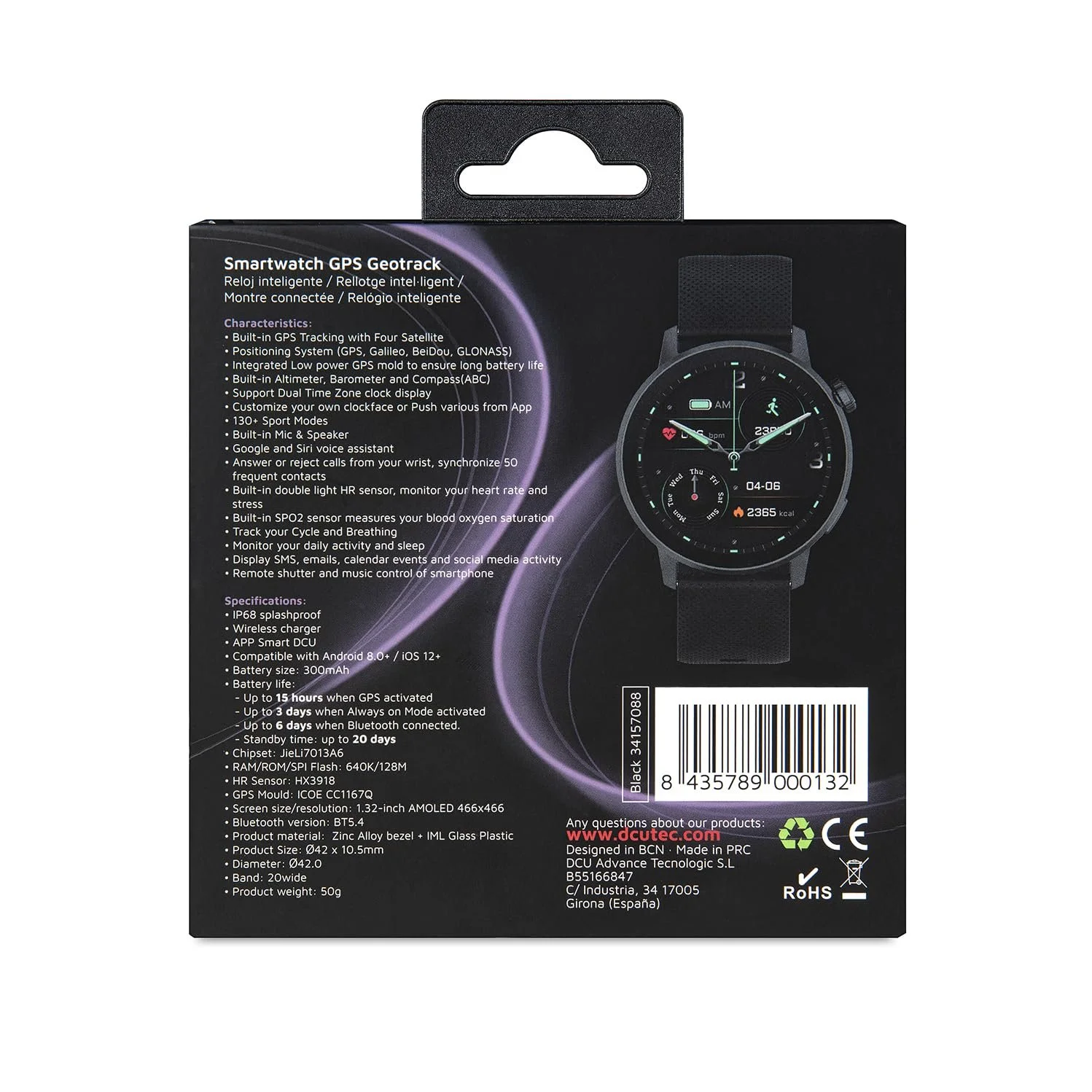 Смартгодинник жіночий з вбудованим GPS та Bluetooth дзвінками, AMOLED дисплей 1.32 дюйми, фото №6