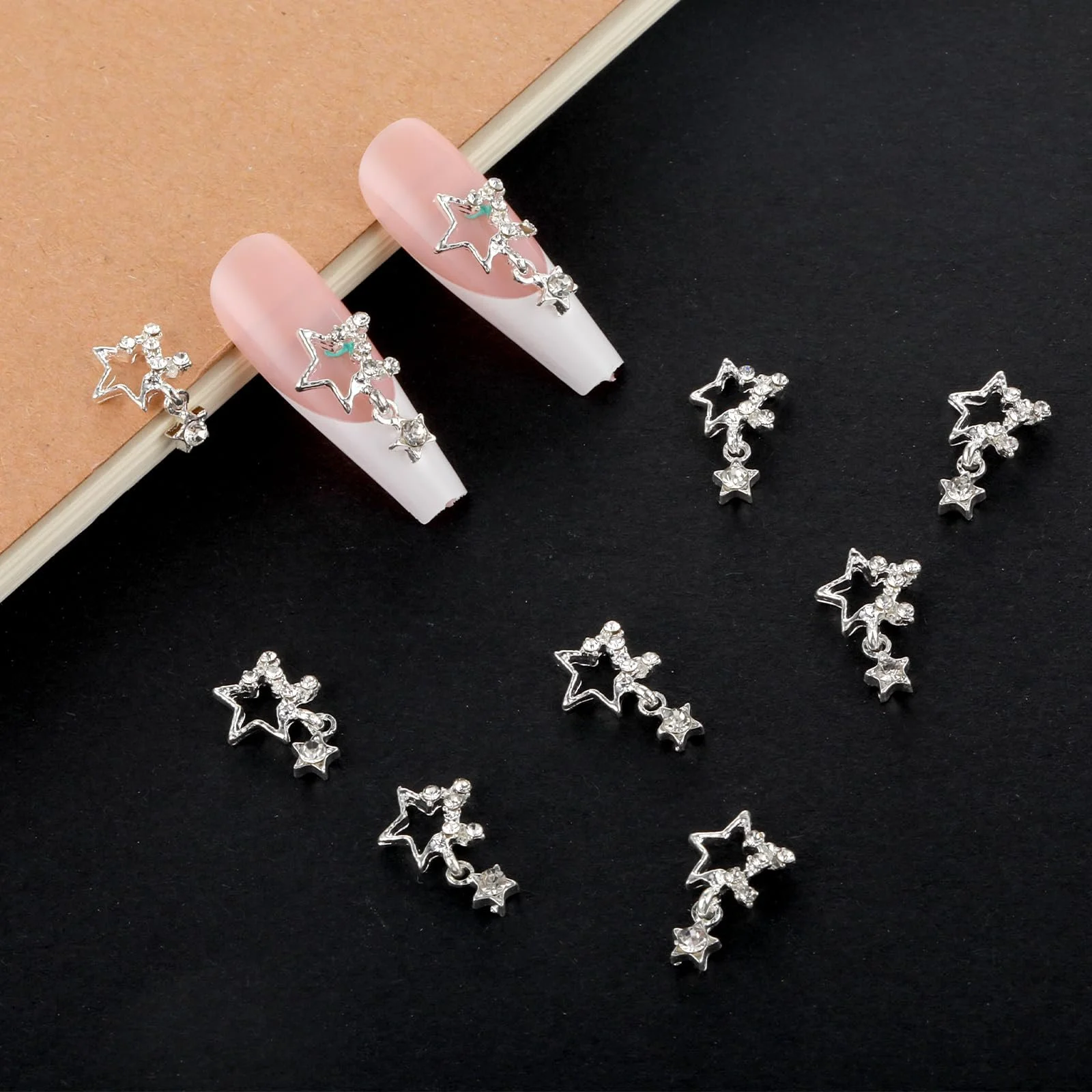 Подвески для ногтей Звезда WLLHYF 10 шт. серебряные Бриллианты для DIY маникюра, фото №7