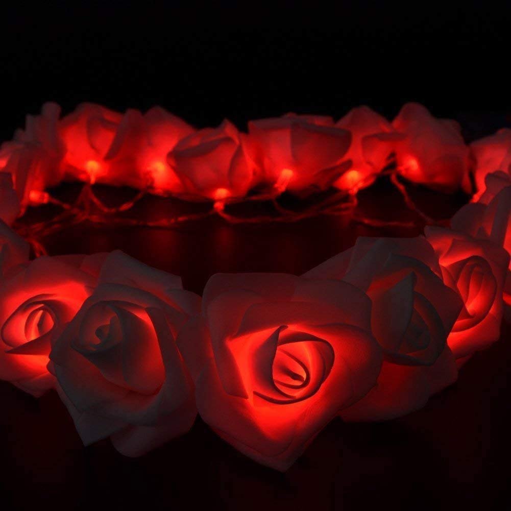 Гірлянда Riaxuebiy у формі троянд, 50 LED, 5 м, біла троянда, червоне світло, фото №4