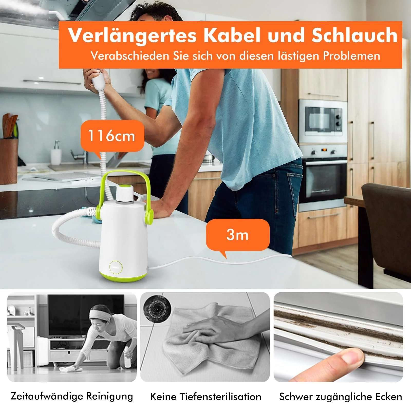 Ручной пароочиститель GOPLUS 1000 W 3 bar 300 мл 10 аксессуаров, фото №6 Ручной пароочиститель GOPLUS 1000 W 3 bar 300 мл 10 аксессуаров, фото №6