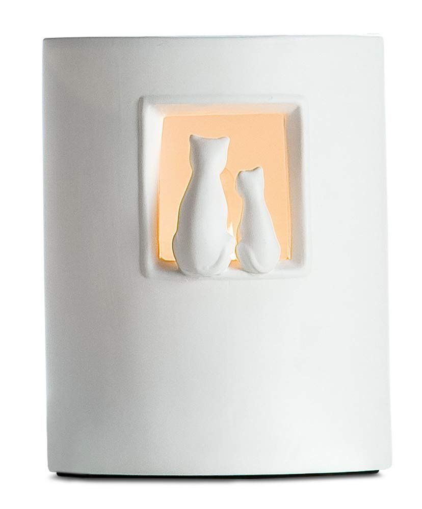 Настільна лампа GILDE Handwerk Пара котів біла, фото №1