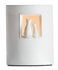 Настільна лампа GILDE Handwerk Пара котів біла - Фото 1
