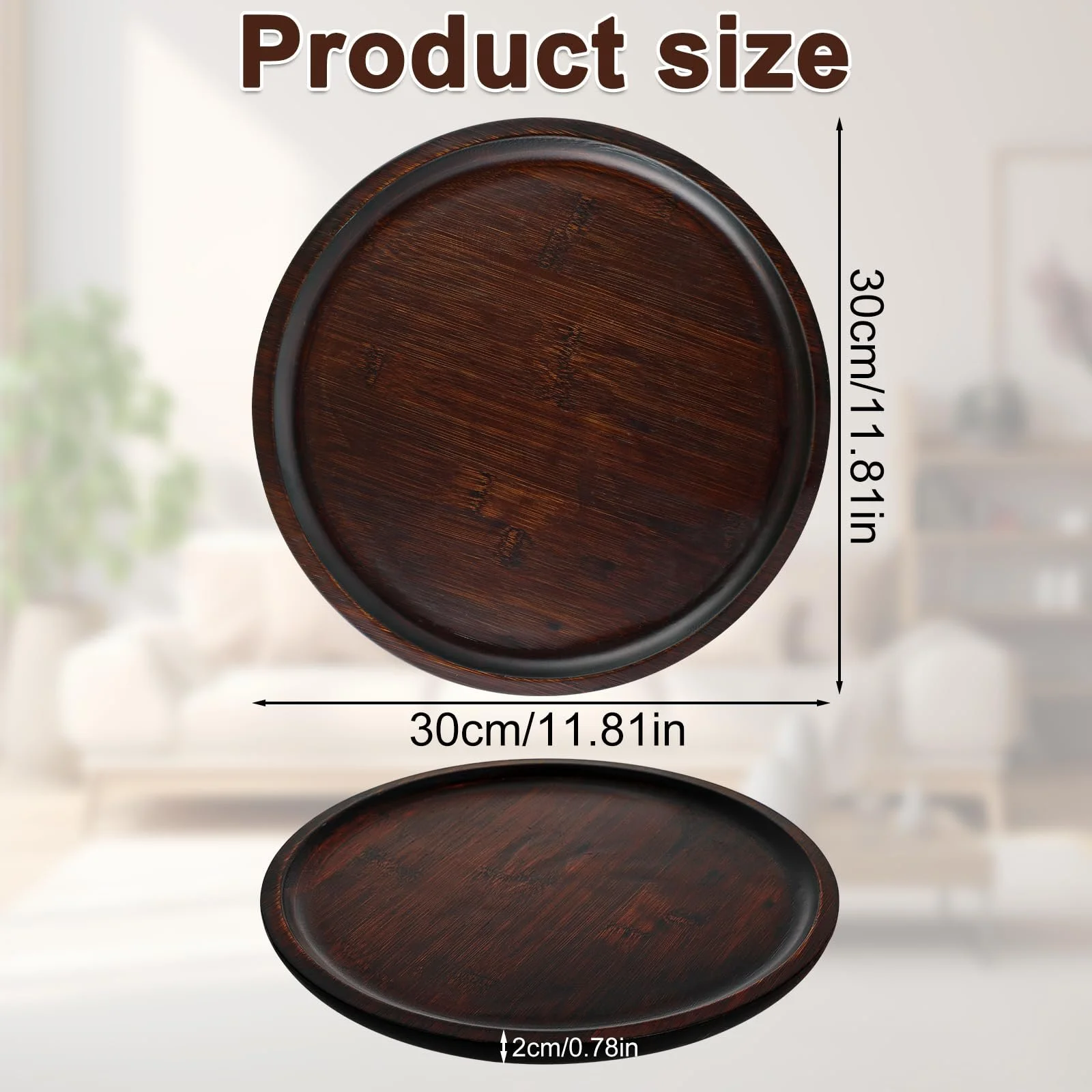 Піднос Hisdricus Круглий дерев'яний Декоративний Бамбуковий 30 см Коричневий, фото №2 Піднос Hisdricus Круглий дерев'яний Декоративний Бамбуковий 30 см Коричневий, фото №2