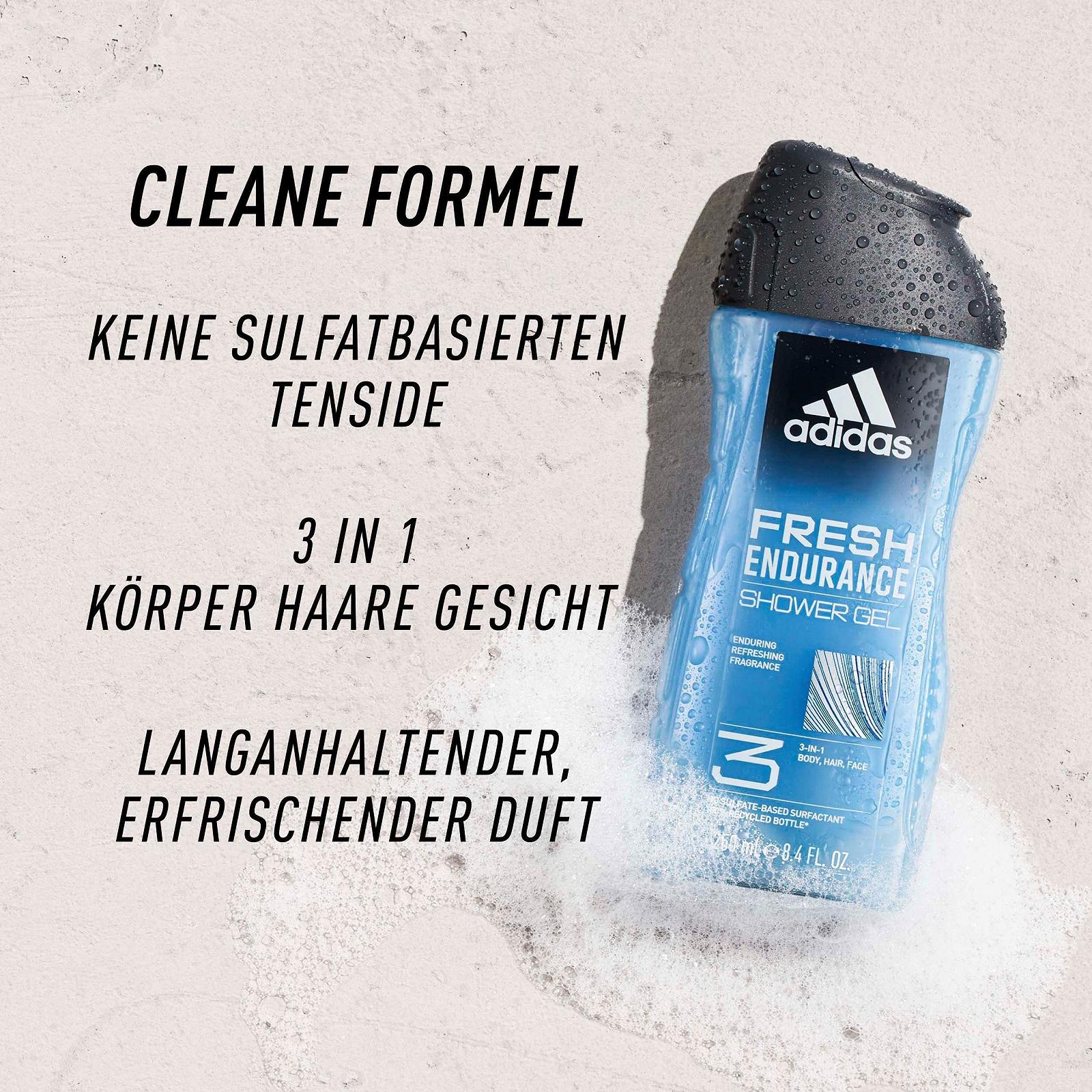 Гель для душа 3-в-1 adidas Fresh Endurance Стимулирующий аромат и длительная свежесть 250 мл, фото №2