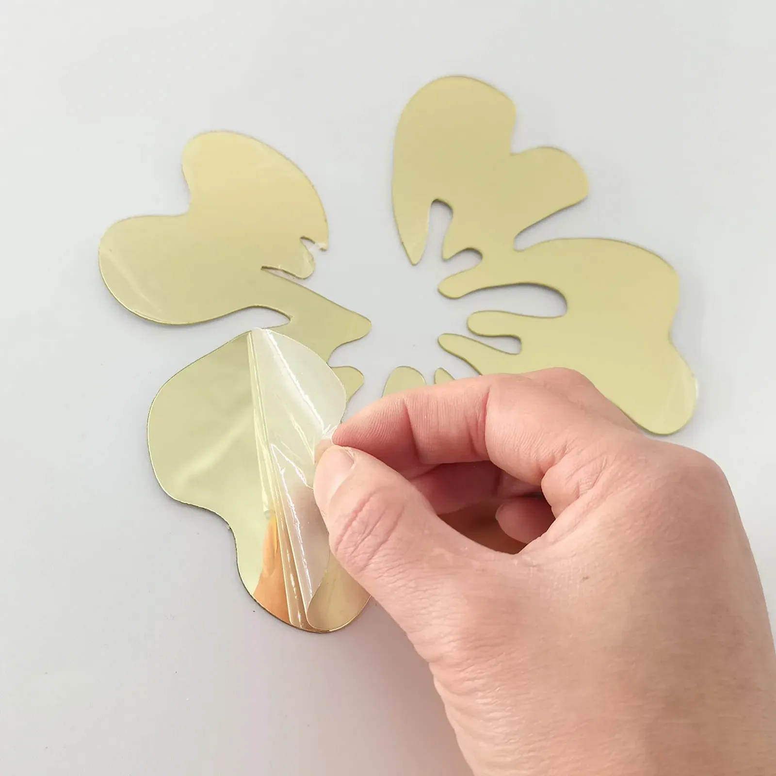 3D Зеркальная наклейка на стену Flowers Золотистая, фото №2