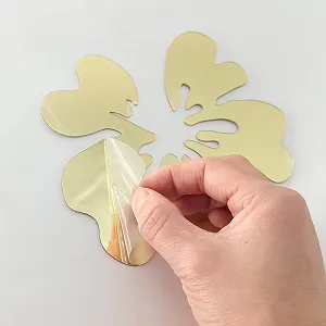 3D Дзеркальна наклейка на стіну Flowers Золотиста synthetic.ua - Фото 1