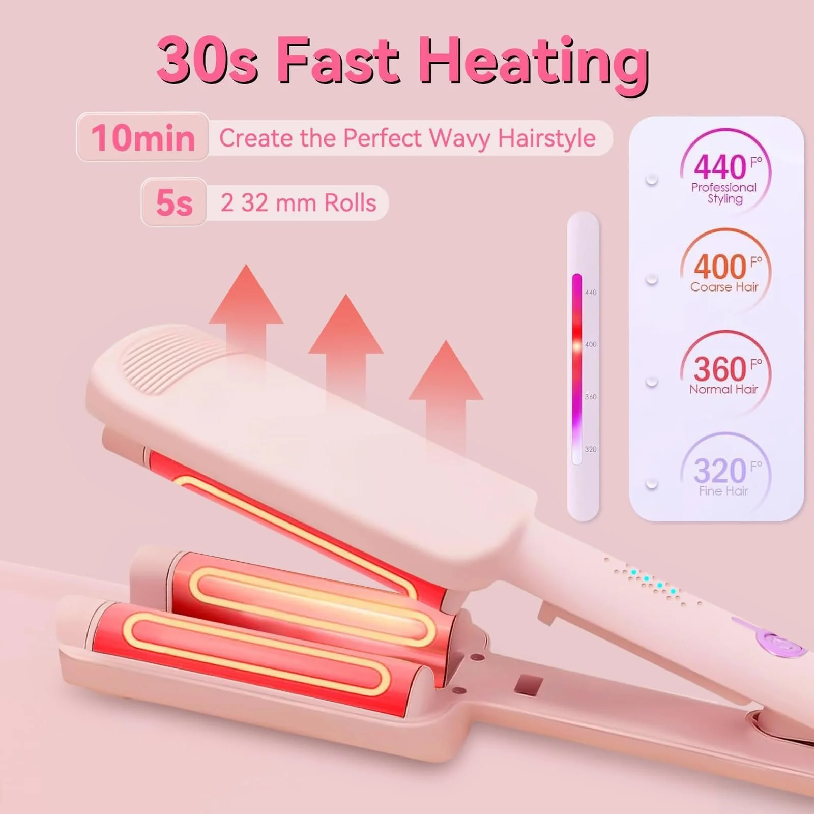 Плойка для волосся 32 мм PTC 160-220 °C V-подібна, фото №5 Плойка для волосся 32 мм PTC 160-220 °C V-подібна, фото №5