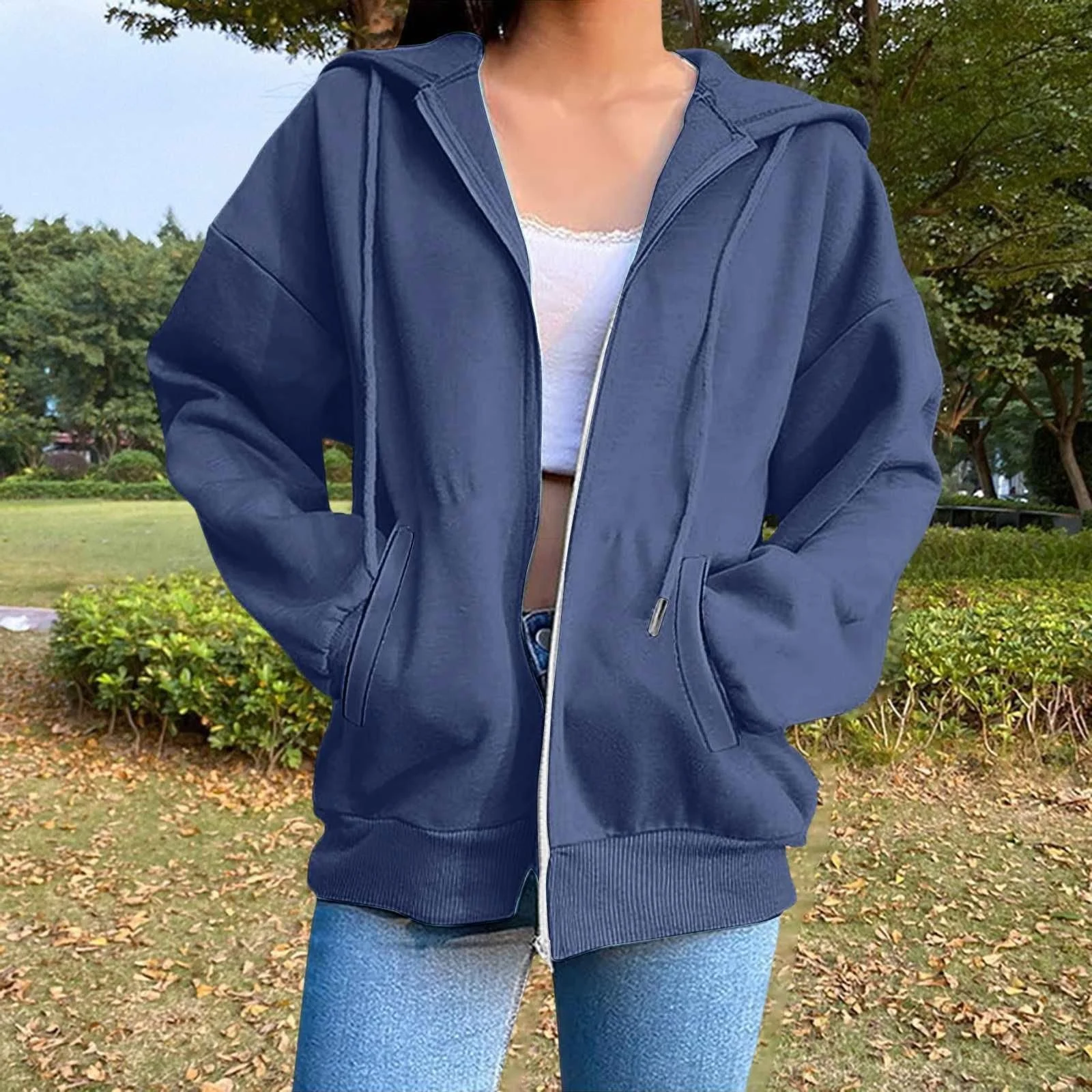 Худи CCOOfhhc Женская Толстовка на молнии Куртка Колледж Плюшевая Куртка Переходная Куртка Карман Флисовая Куртка Y2k Спортивная Куртка Осенняя Куртка Худи Куртка на молнии Пальто Повседневная Куртка с капюшоном Переходная Куртка, фото №2