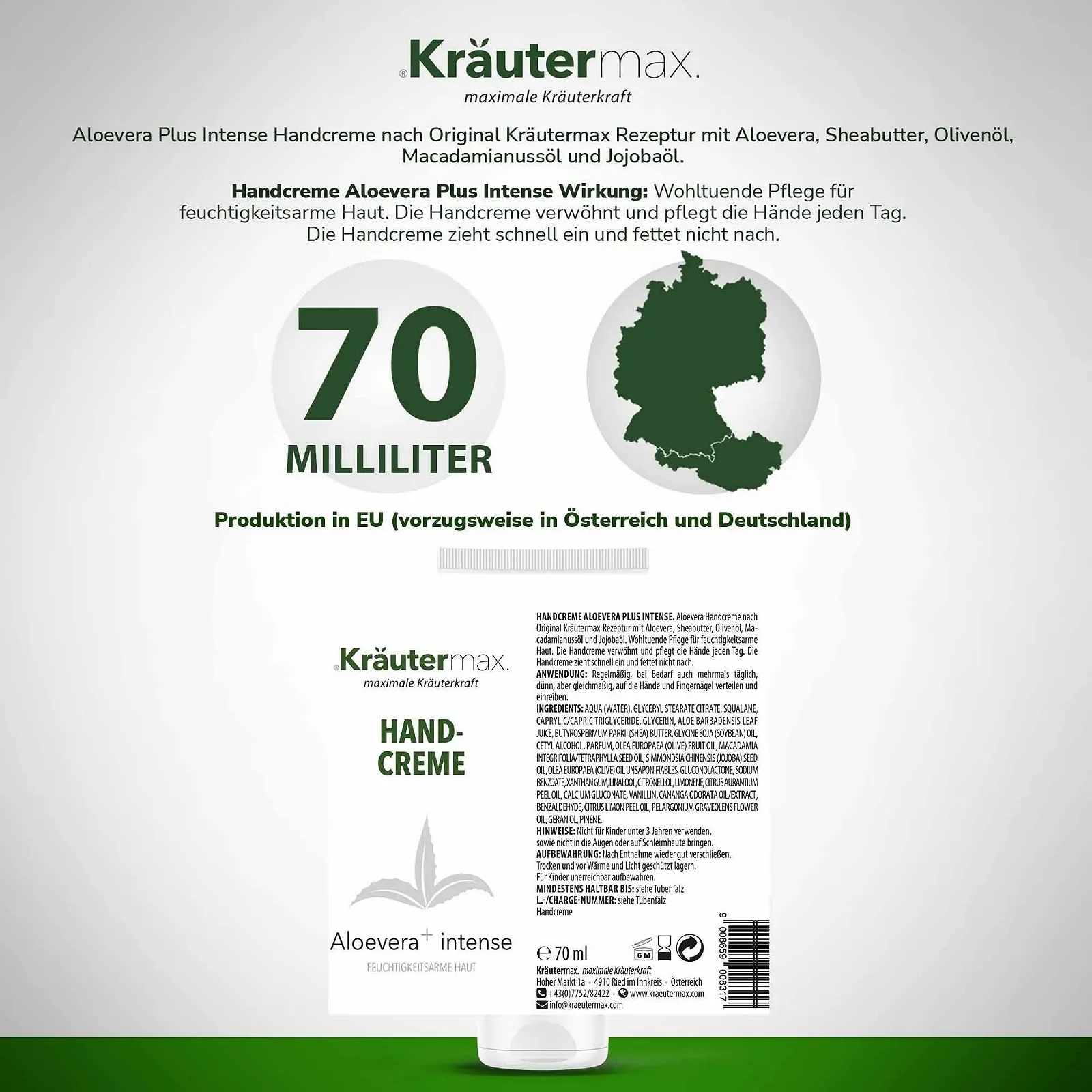 Крем для рук Aloe Vera Натуральна косметика Крем для рук і нігтів Догляд за шкірою 70 мл, фото №2