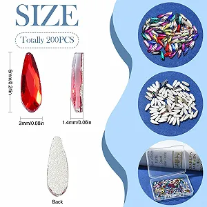 Подвески для ногтей овальные Ipotkitt 200 шт., разноцветные, стеклянные капли, украшения для ногтей, мини-кабошоны в форме водяной капли для DIY ногтей, лица, глаз, макияжа, поделок synthetic.ua - Фото 1