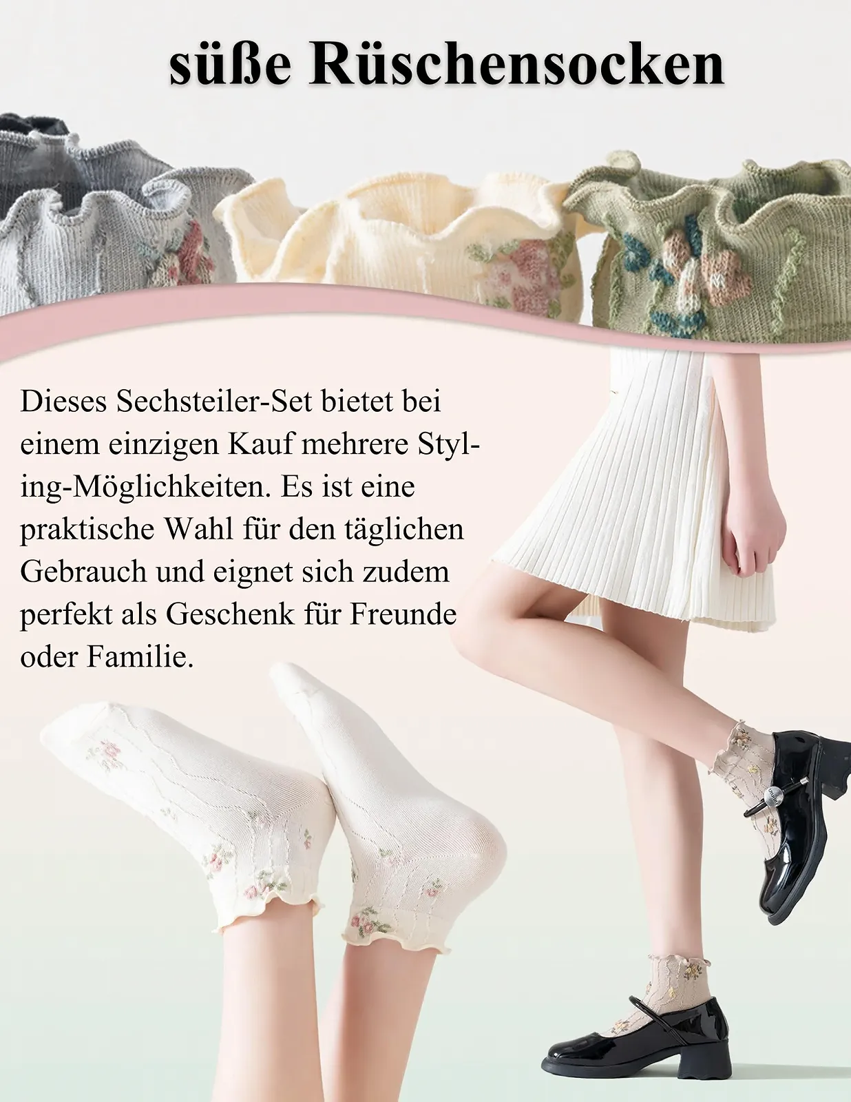 Жіночі шкарпетки з рюшами, 6 пар, фото №7 Жіночі шкарпетки з рюшами, 6 пар, фото №7