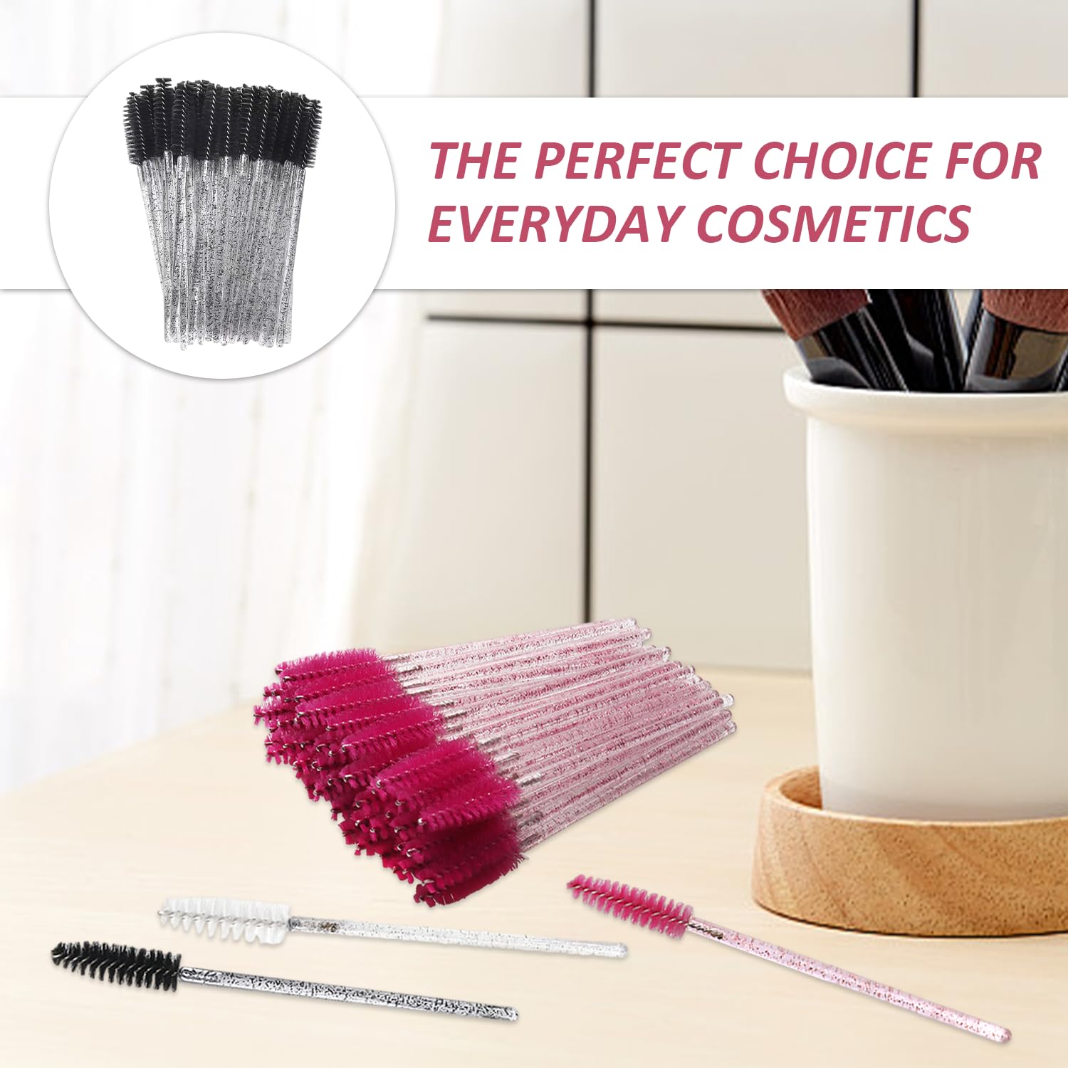 Набір Crystal Eyelash Brushes Eyeliner Brushes Curved Mascara Sticks Spools 300 штук, фото №6