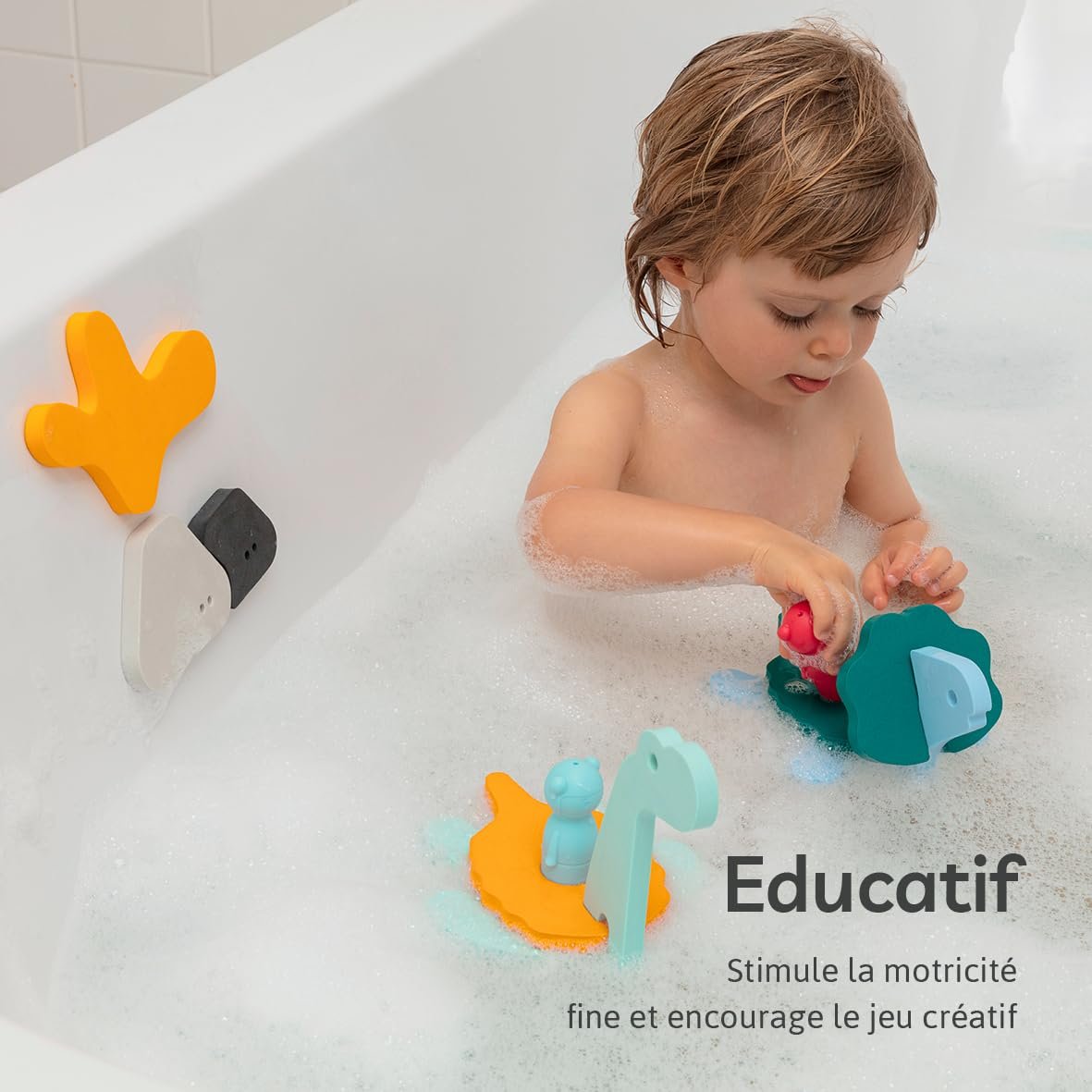 Пазл для ванної QUUT Dino World Friends Подарунок: Екологічно чиста розвиваюча іграшка для ванни безпечна, міцна і ідеальна для малюків від 0 місяців, фото №2 Пазл для ванної QUUT Dino World Friends Подарунок: Екологічно чиста розвиваюча іграшка для ванни безпечна, міцна і ідеальна для малюків від 0 місяців, фото №2