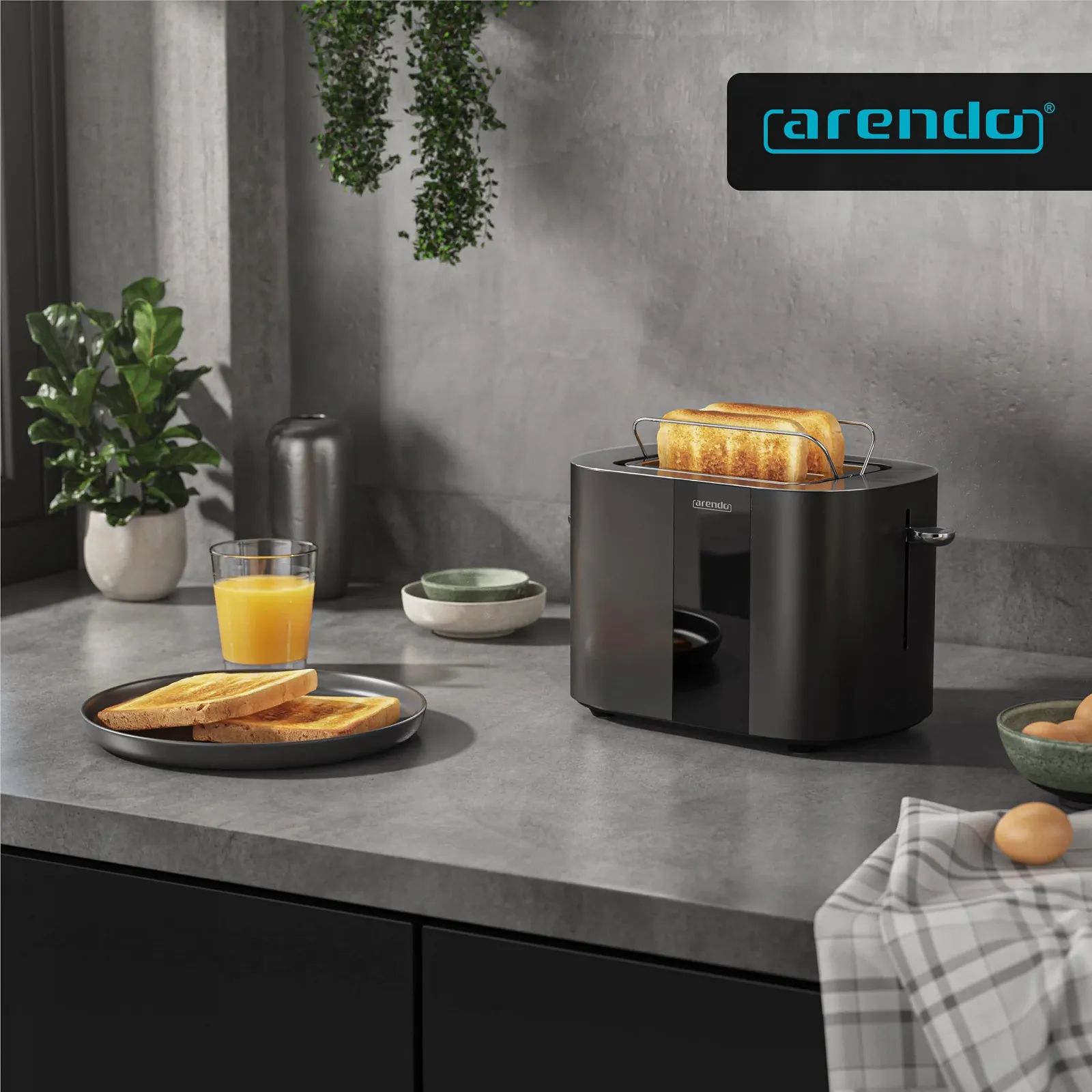 Тостер Arendo Stainless Steel 800W з сенсорним екраном, подвійними стінками, вбудованою насадкою для булочок, 6 рівнями підсмажування, центруванням хліба, дисплеєм залишкового часу та функцією пам'яті, фото №6