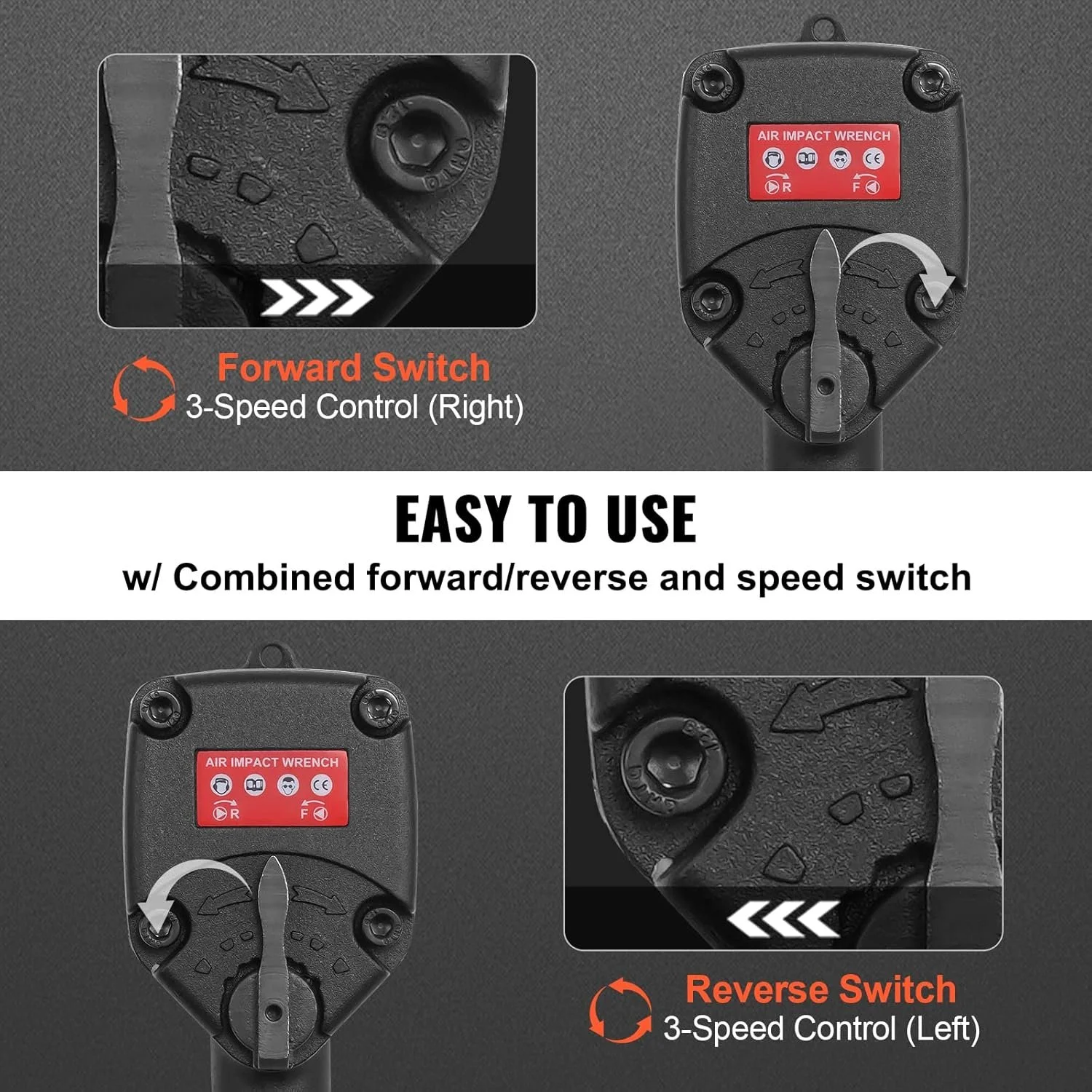 Пневматический ударный гайковерт Vevor LZ-118 Черно-оранжевый., фото №4