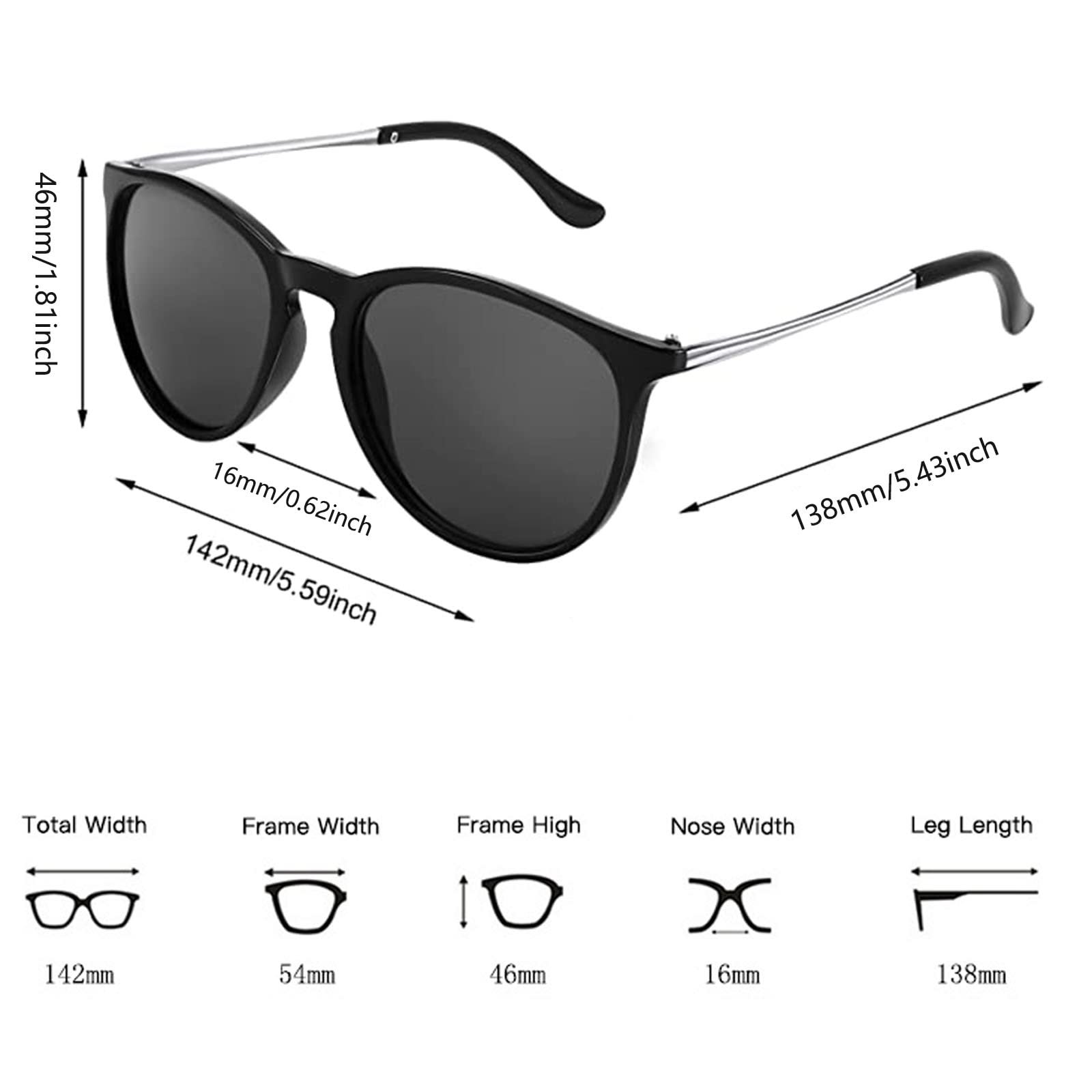 Солнцезащитные очки DZCYAOHL Ретро Круглые UV400 Черный (3 шт), фото №4