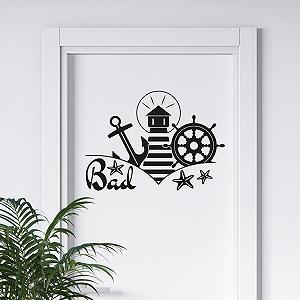 Наклейка на двері GRAZDesign Напис для ванної кімнати та туалету Самоклейна 42 x 30 см 070 Чорний - Фото 1