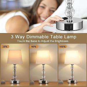 Настільна лампа Kakanuo Touch Dimmable Crystal Set of 2 USB A+C LED White synthetic.ua - Фото 1