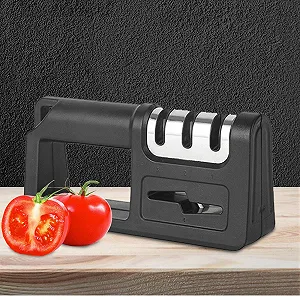 Точило для ножів ручне 3-ступеневе керамічне з нековзною основою ABS-пластик нержавіюча сталь synthetic.ua - Фото 1