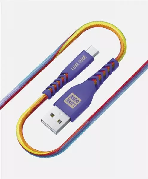 Кабель Luxe Cube Kevlar USB-microUSB 1.2м, радужный 8886668686259, фото №1