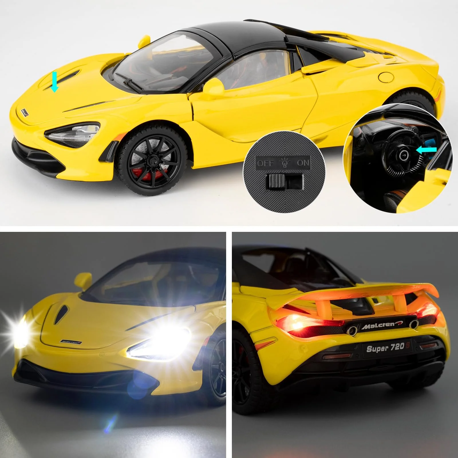 Модель Автомобиля McLaren 720S, 1:24, Желтый, фото №3