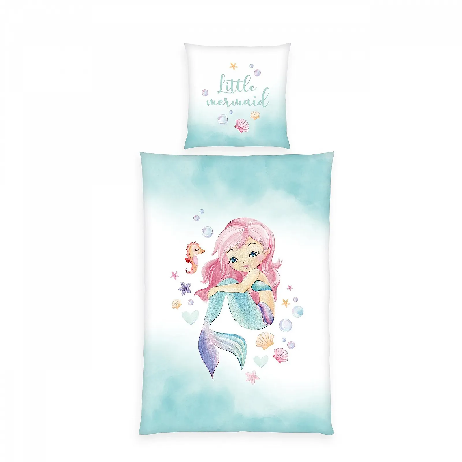 Комплект детского постельного белья Herding Young Collection Mermaid наволочка 80 x 80 см пододеяльник 135 x 200 см на гладкой молнии хлопок разноцветный, фото №1
