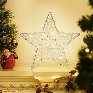 Настольная лампа Lewondr Stars LED из стальной проволоки на батарейках - Фото 1