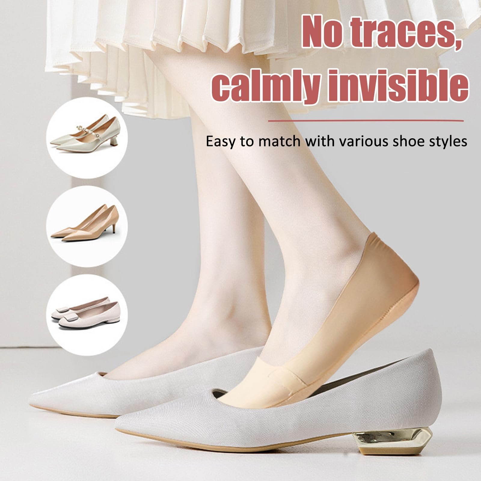 Женские носки-балетки, 8 пар, Невидимые носки, Нескользящие носки с силиконовой подушечкой, 36-41, разноцветные, One size fits all, фото №7