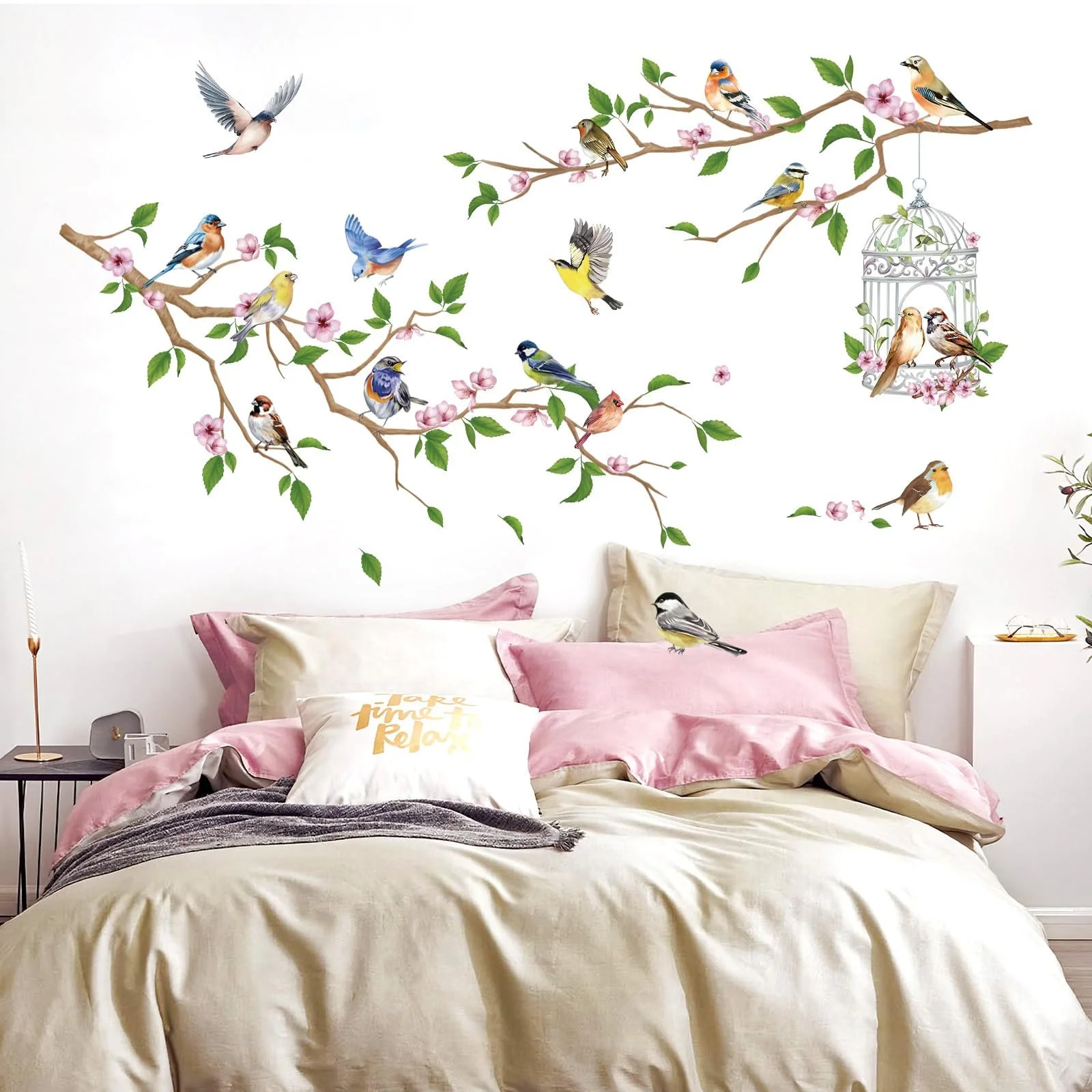 Наклейка на стіну Garden Theme Birds on Branches with Flowers 21 x 30 см 4 аркуші, фото №3