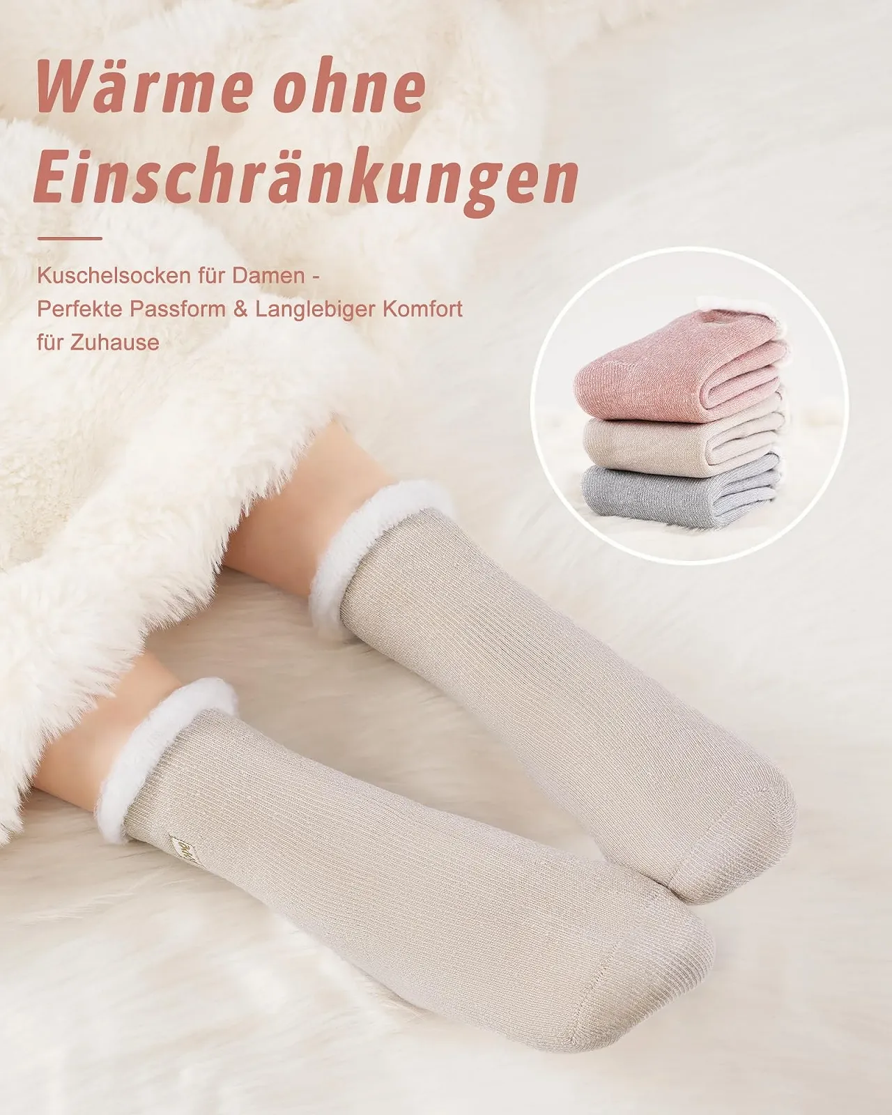 Теплі шкарпетки для жінок Cuddly Socks, пухнасті вовняні шкарпетки, 2 пари, розмір 36-42, фото №3