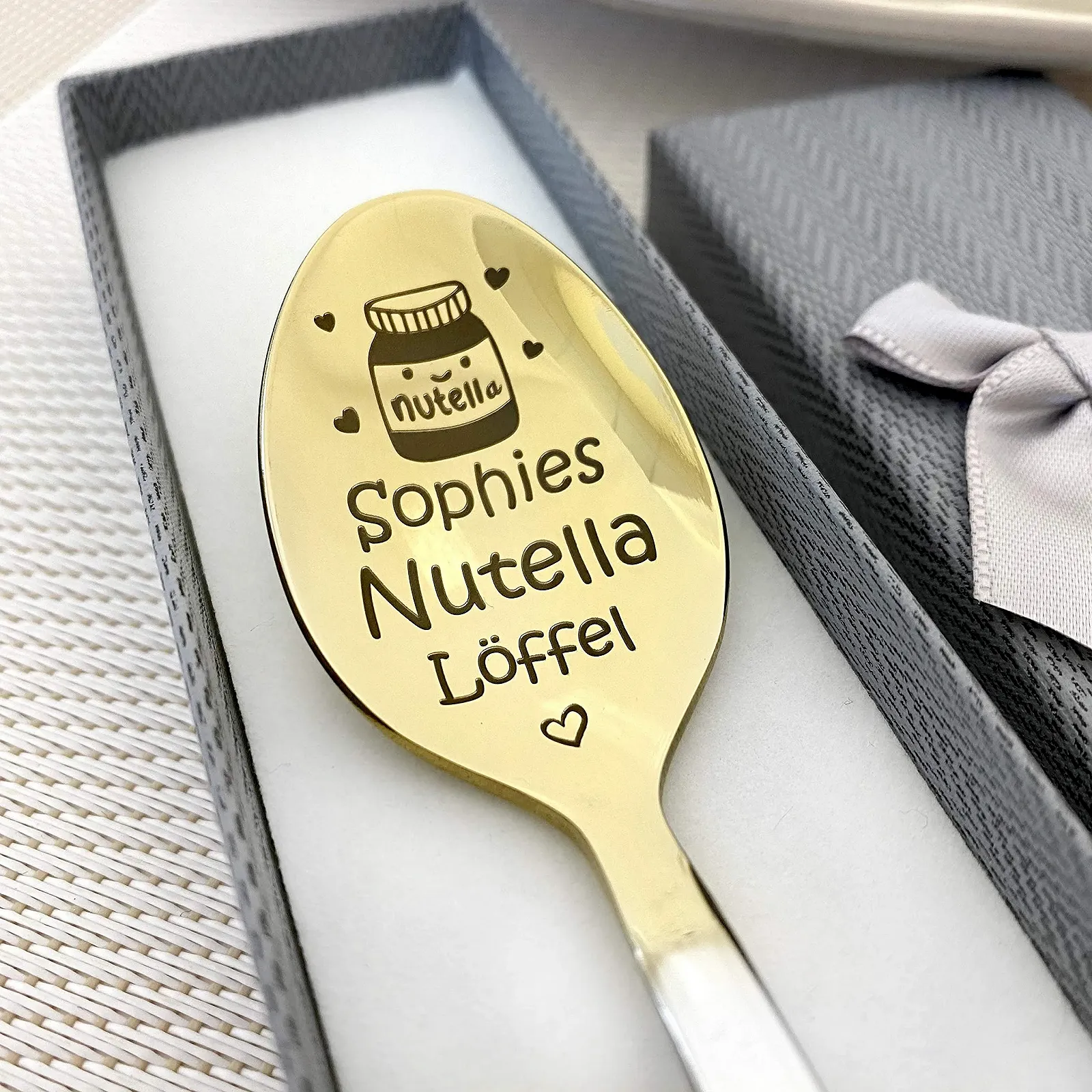 Ложка Іменна Шоколадний Крем з Гравіюванням Сюрприз у Подарунковій Коробці, фото №1