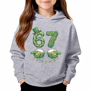 Худи Six Seven 67 Meme Детский Худи с длинными рукавами и принтом 67, Удобный свитшот ко Дню Святого Патрика, Повседневный модный джемпер для девочек и мальчиков - Фото 1