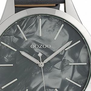 Женские часы Oozoo C10074 Кожаный ремешок 45 мм Перламутровый / Серый, серебристо-серый, Ремешок. synthetic.ua - Фото 1