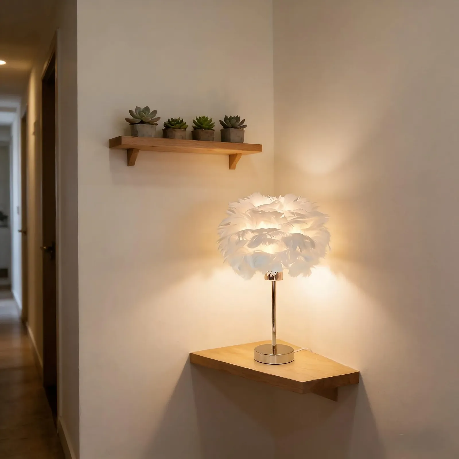 Настольная лампа BTLINK Feather E27 10 Вт 30 см Белая, фото №6