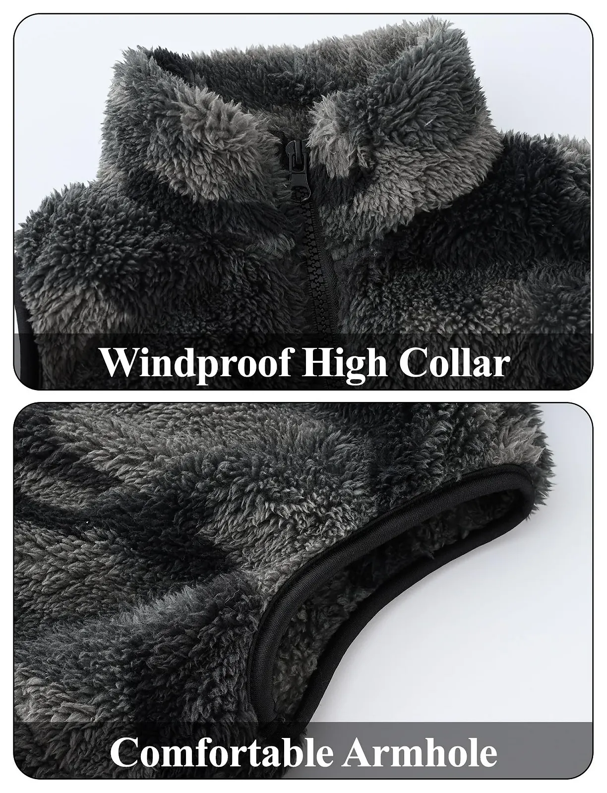 Жилет FEOYA дитячий флісовий без рукавів, пухнастий, теплий зимовий, легкий, на блискавці, фото №3