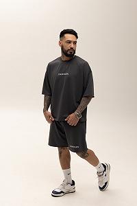 Костюм мужской летний графит Calvin Klein Стильный оверсайз на лето Базовый комплект для мужчины synthetic.ua - Фото 1