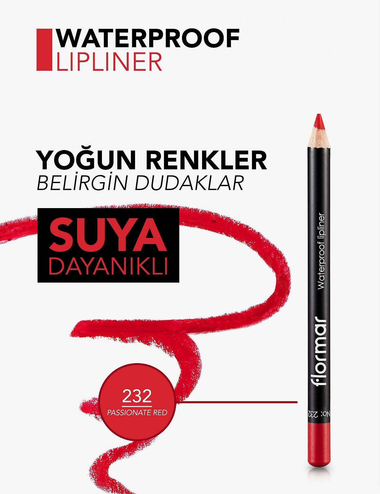 Олівець для губ Flormar Водостійкий 232 Passionate Red, фото №3