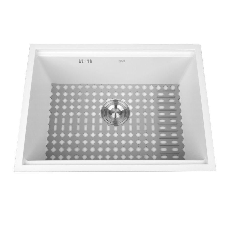 Кухонна мийка біла під стільницю 1 мм з нержавійки Nett NW-5742, фото №3