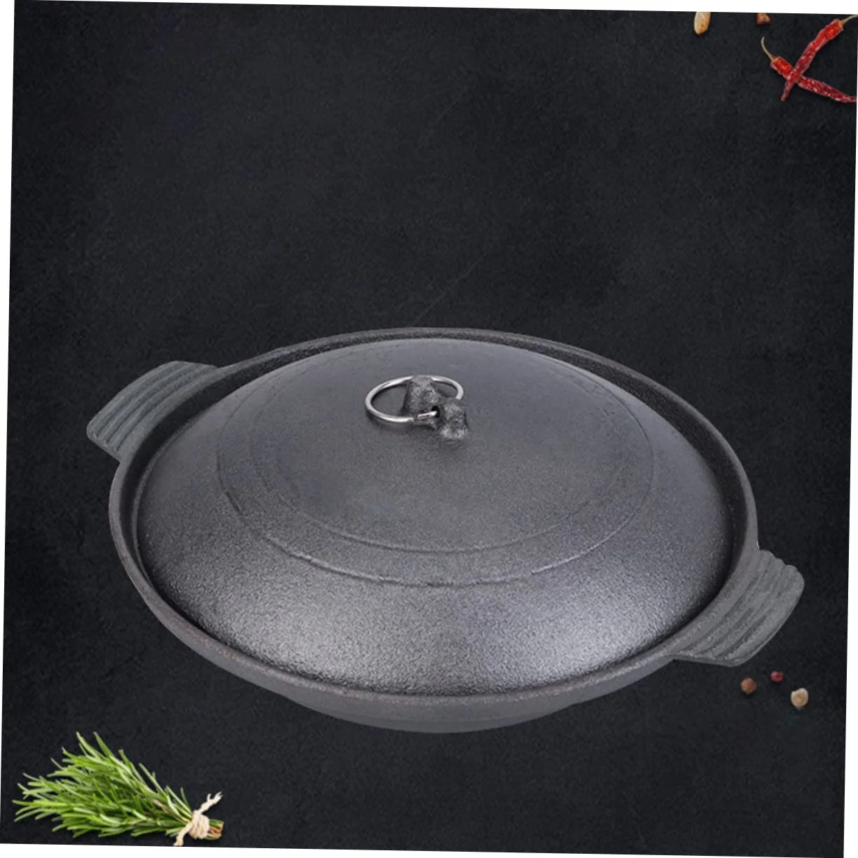 Каструля Sosoport Чавунна жаростійка з нековзною ручкою для тушкування курки та рису, фото №8