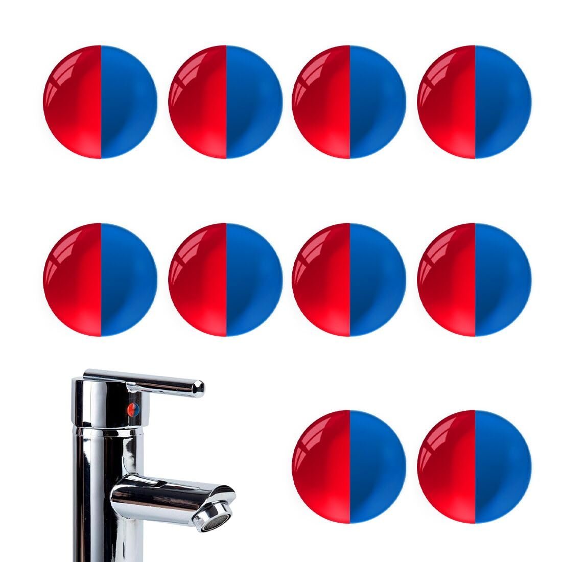Наклейки на кран Hot and Cold Water Labels Набор 10 шт. Круглые 10 мм Красный/Синий, фото №1