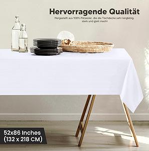 Скатертина Utopia Kitchen 132 x 218 см біла (2 шт. в упаковці) synthetic.ua - Фото 1