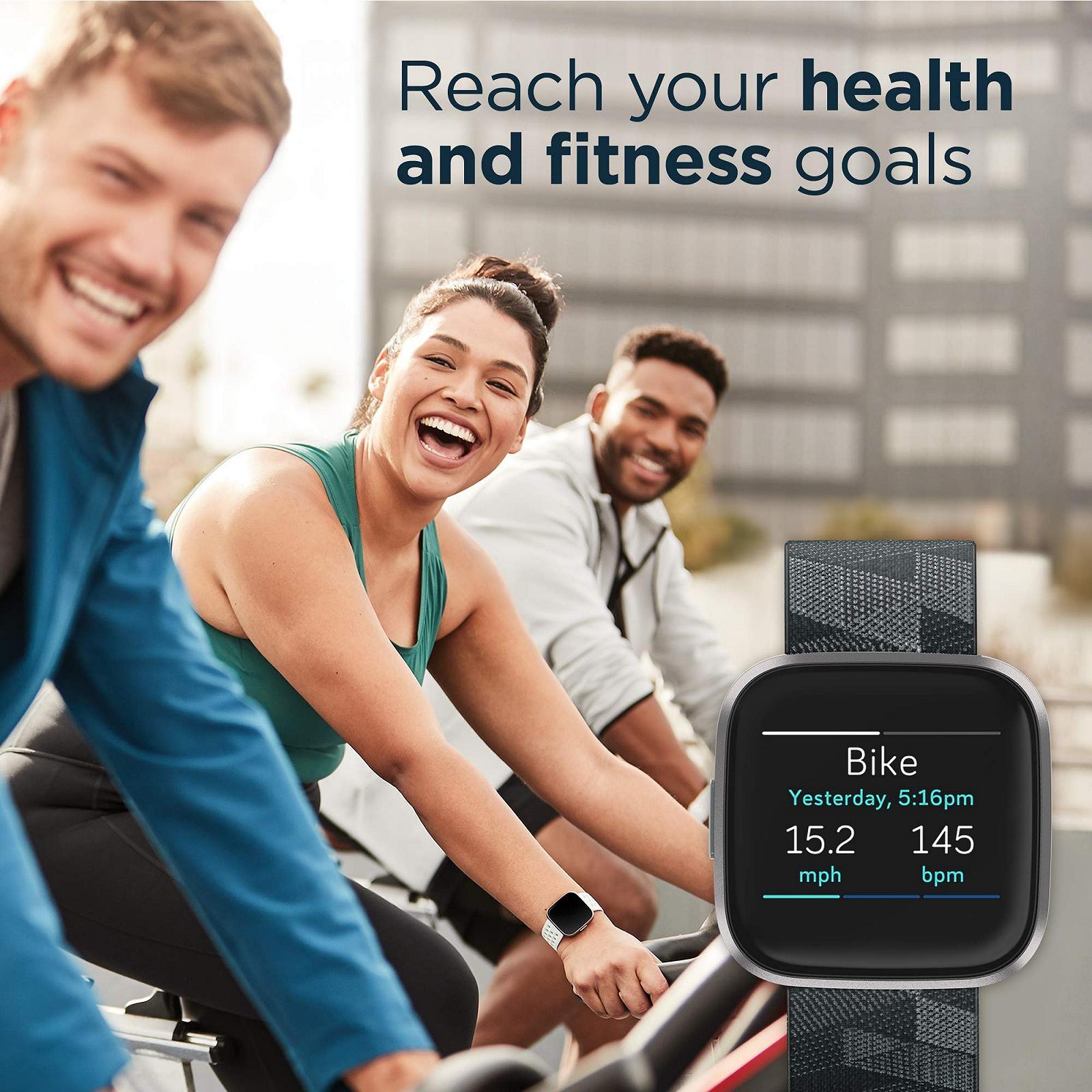 Смарт-годинник Fitbit Versa 2 Special Edition Сірий димчастий / Оливковий, фото №5