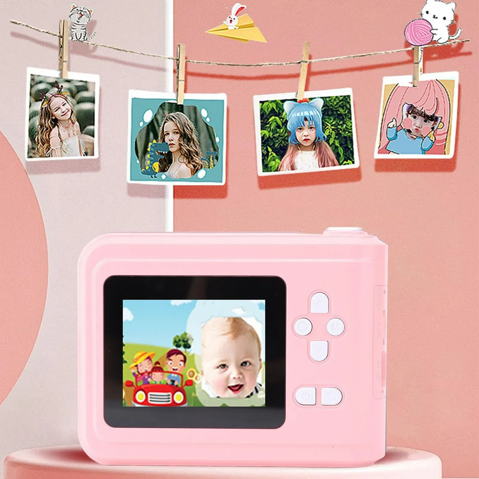 Камера мгновенной печати для детей 48 MP 1080p с 3 рулонами бумаги Розовая, фото №4