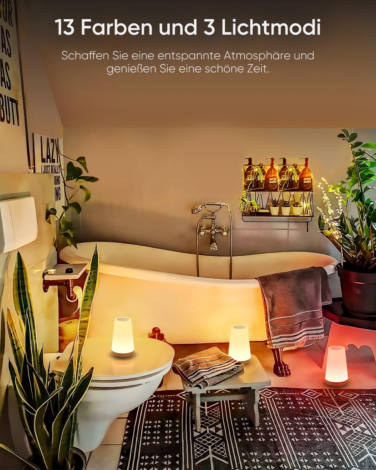 Настільна лампа LED Набір з 2 шт. Сенсорна Димована USB Акумулятор Дистанційне керування 13 кольорів, фото №5