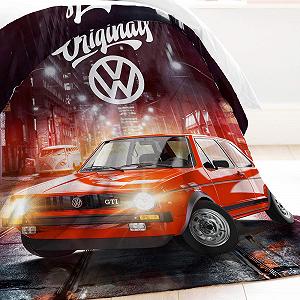 Большое Флисовое одеяло VW Volkswagen Golf GTI Красное 130 см x 170 см synthetic.ua - Фото 1