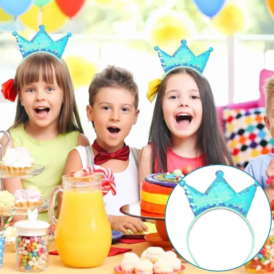 Обруч для дівчат Crown Girls Різдвяний Блискучий Золотий, фото №5