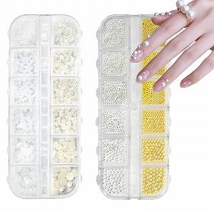 Микробисер для дизайна ногтей 2 коробки/24 лотка Золотой Серебряный 0.8-3 мм - Фото 1