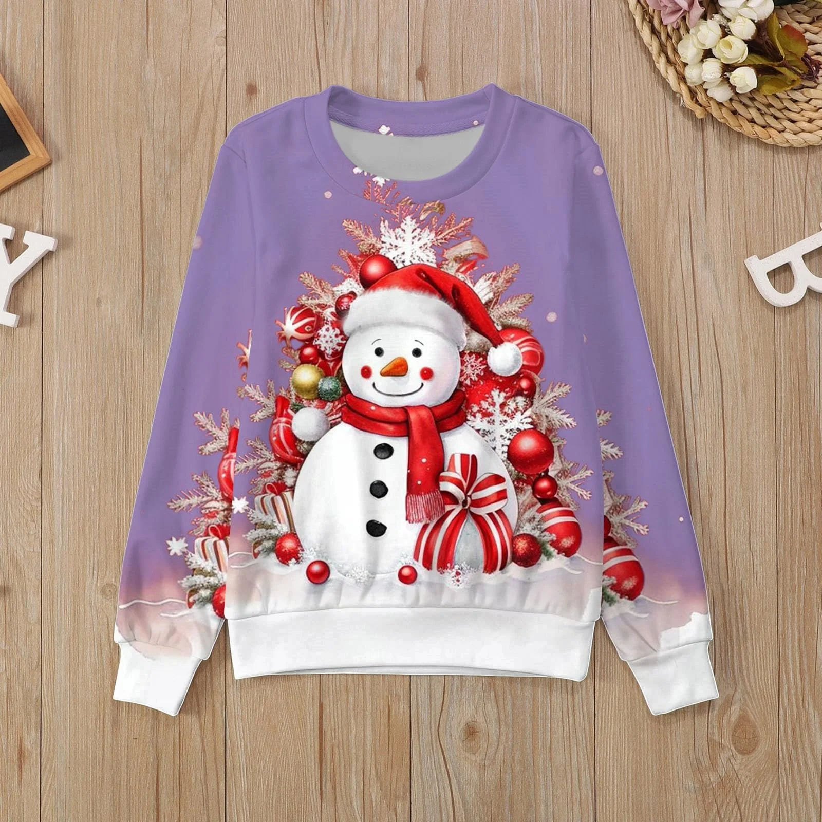 Різдвяний дитячий Світшот, святковий дитячий з принтом, з круглим вирізом, з капюшоном, з довгими рукавами, фото №2