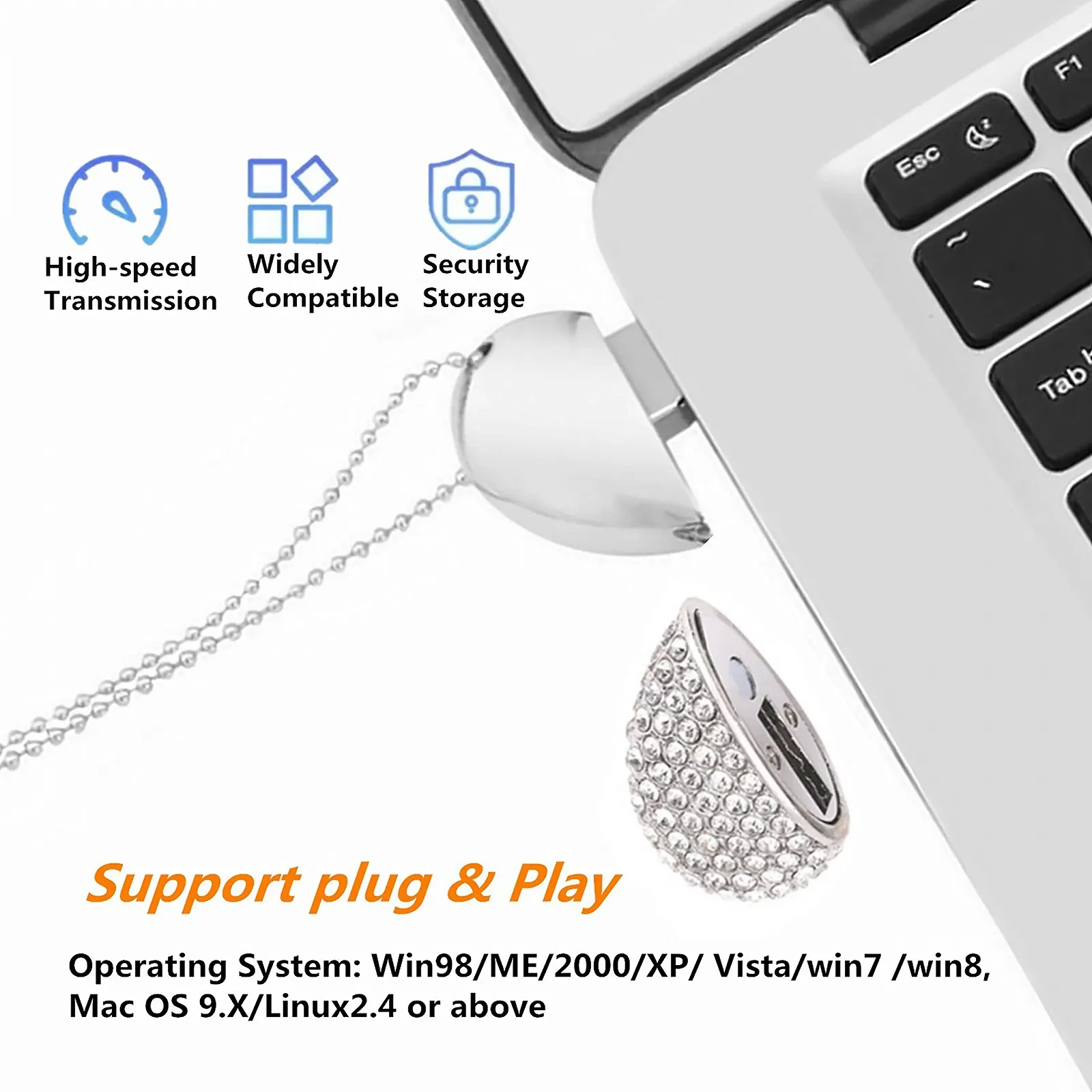 USB-флеш-накопичувач Heart Shape 64GB USB 3.0 Crystal, фото №5